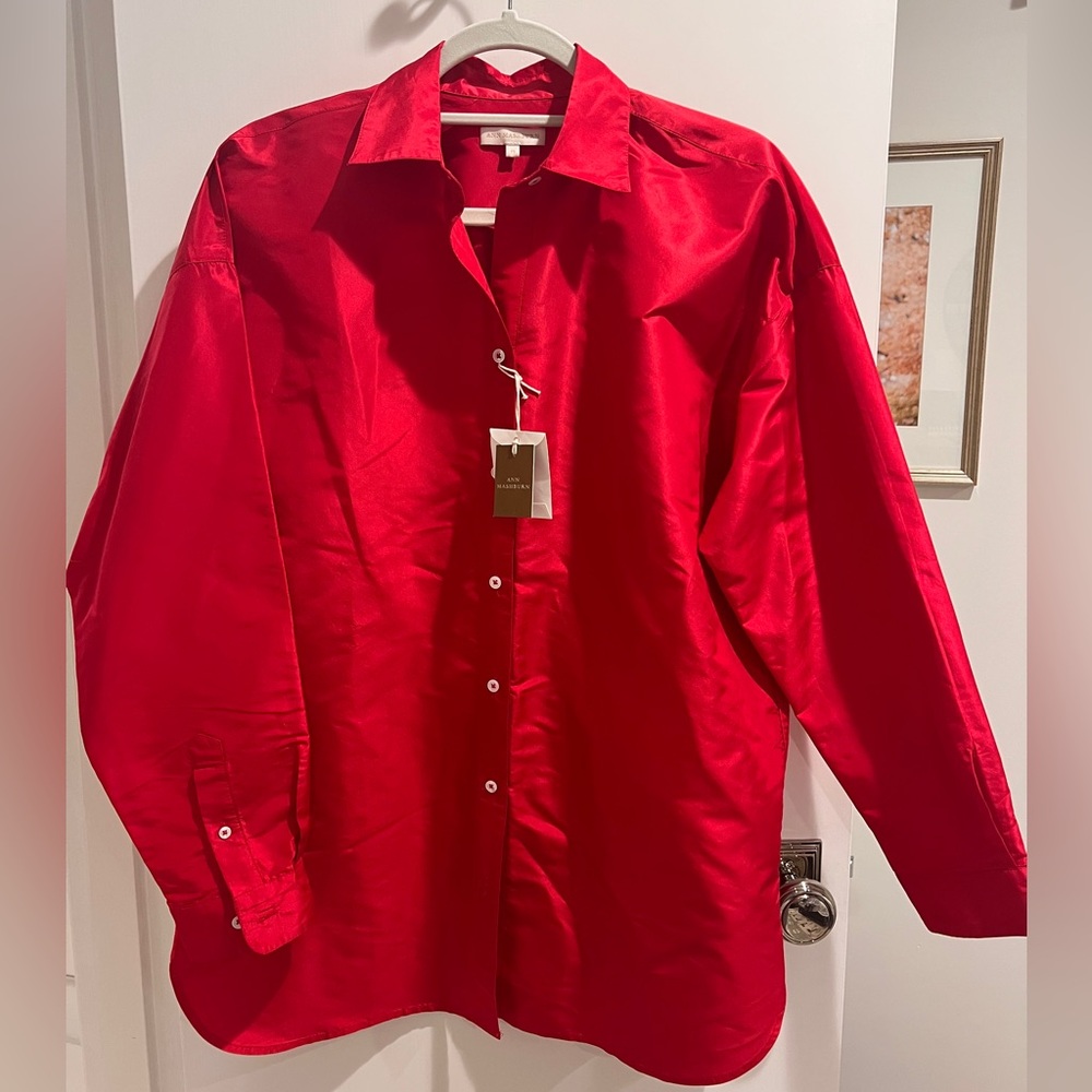 ANN MASHBURN Taffeta Blouse - Sz Medium NWT